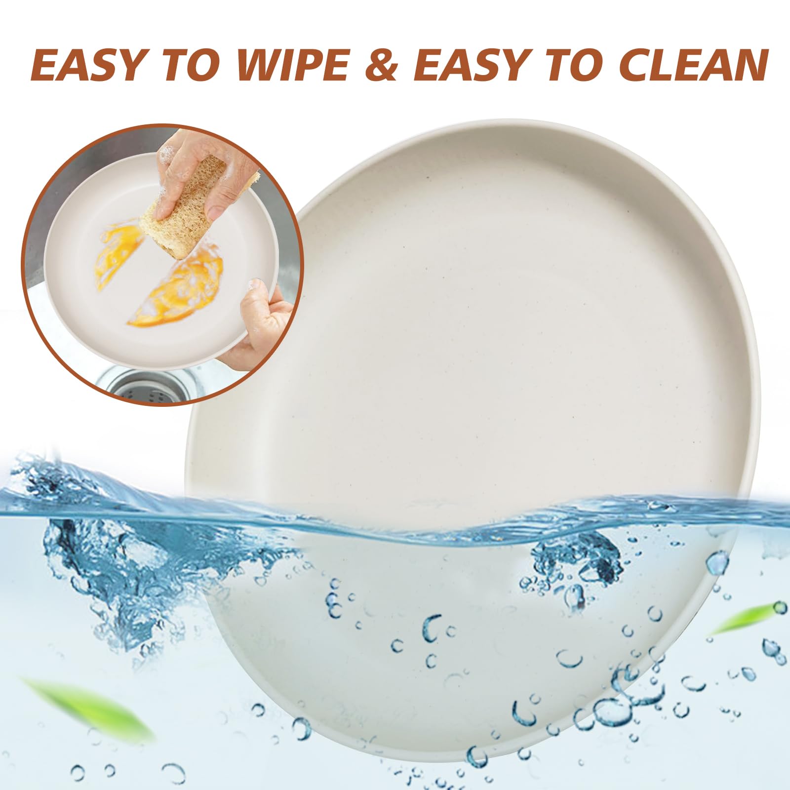 Wiederverwendbar Kunststoff Teller Set mit 8 Stück 23cm, BPA-Frei Mikrowellenfest & Spülmaschinenfest Essteller, Picknickteller | Unzerbrechliches Speiseteller für Salat Pasta Party Zuhause