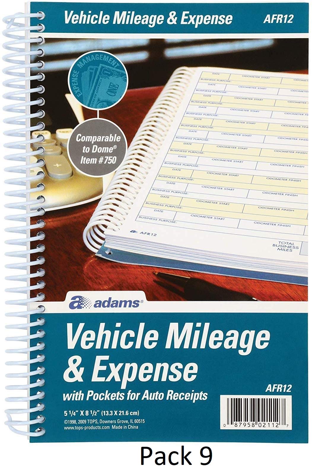 Adams Vehicle Mileage and Expense Journal, 5-1/4" x 8-1/2", Fits The Glove Box, Spiral Bound, 588 Mi