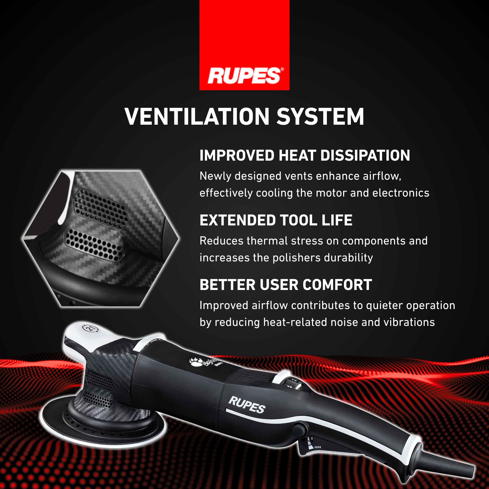 RUPES LHR21V - Lucidatrice orbitale singola Bigfoot Mark V, rumore e