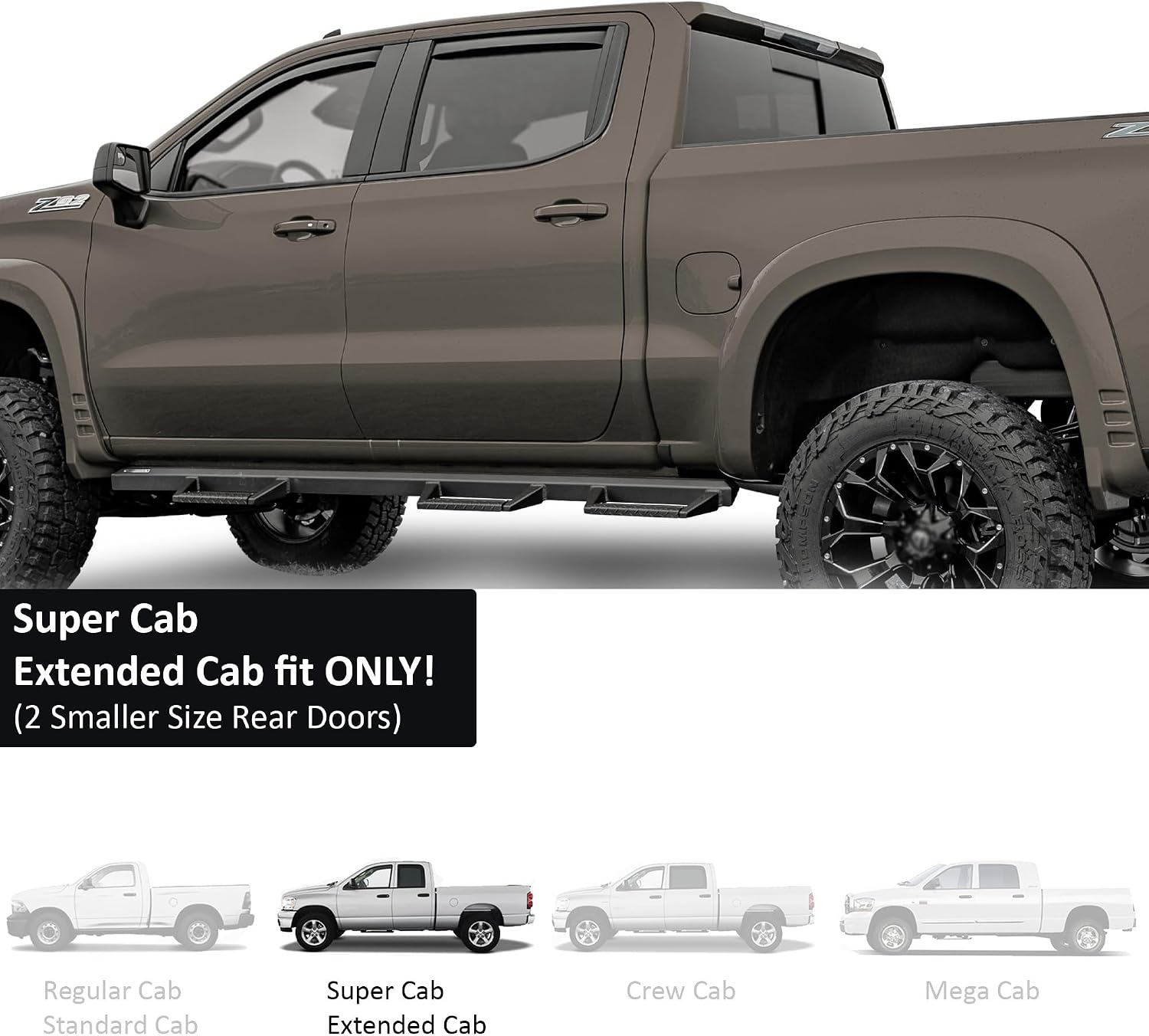 Black Horse Off Road [BHOR in Channel Rain Guards/Wind Deflectors Compatible with 2015-2026 Ford F-150|2015-2026 Ford F-150 Smoke 4 PCs - 1494974IN