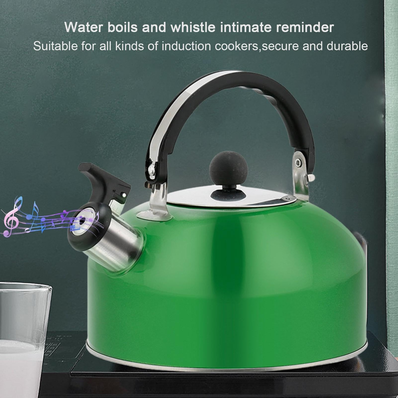 Whistling Teapot - Stovetop Whistling Teapot, Stainless Steel Whistling Tea Kettle | Food Grade Tea Kettle with Ergonomic Handle & Loud Whistling, Hot Water Fast to Boil Tea Pots for Home Kitchen