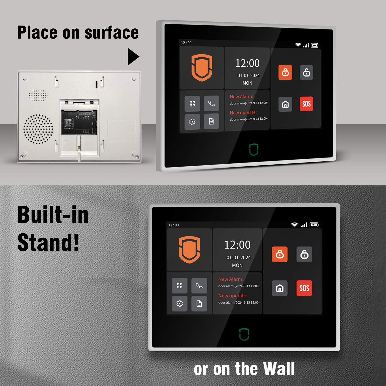 Wolf Guard antifurto allarme casa domestico con touch screen da 7 pollici, sistema di sicurezza intelligente 4G + WiFi con controllo tramite app Tuya, rilevatore di movimento (WT4F-B)