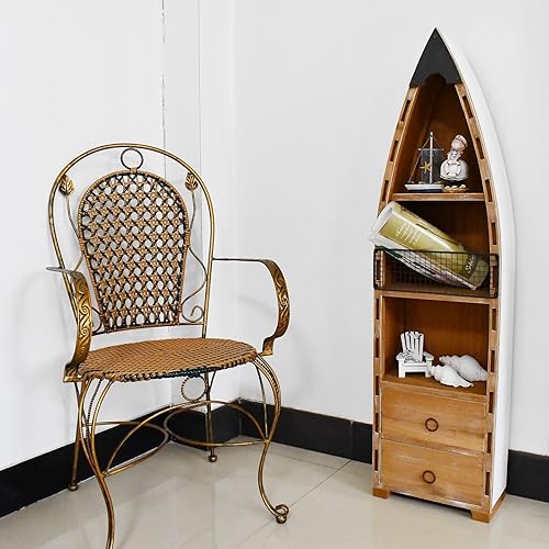 Miniatura 5 de Aecipl Estante de madera maciza para barco, decoración de pared náutica, estantería con temática de playa, estantes grandes de madera de 3 niveles