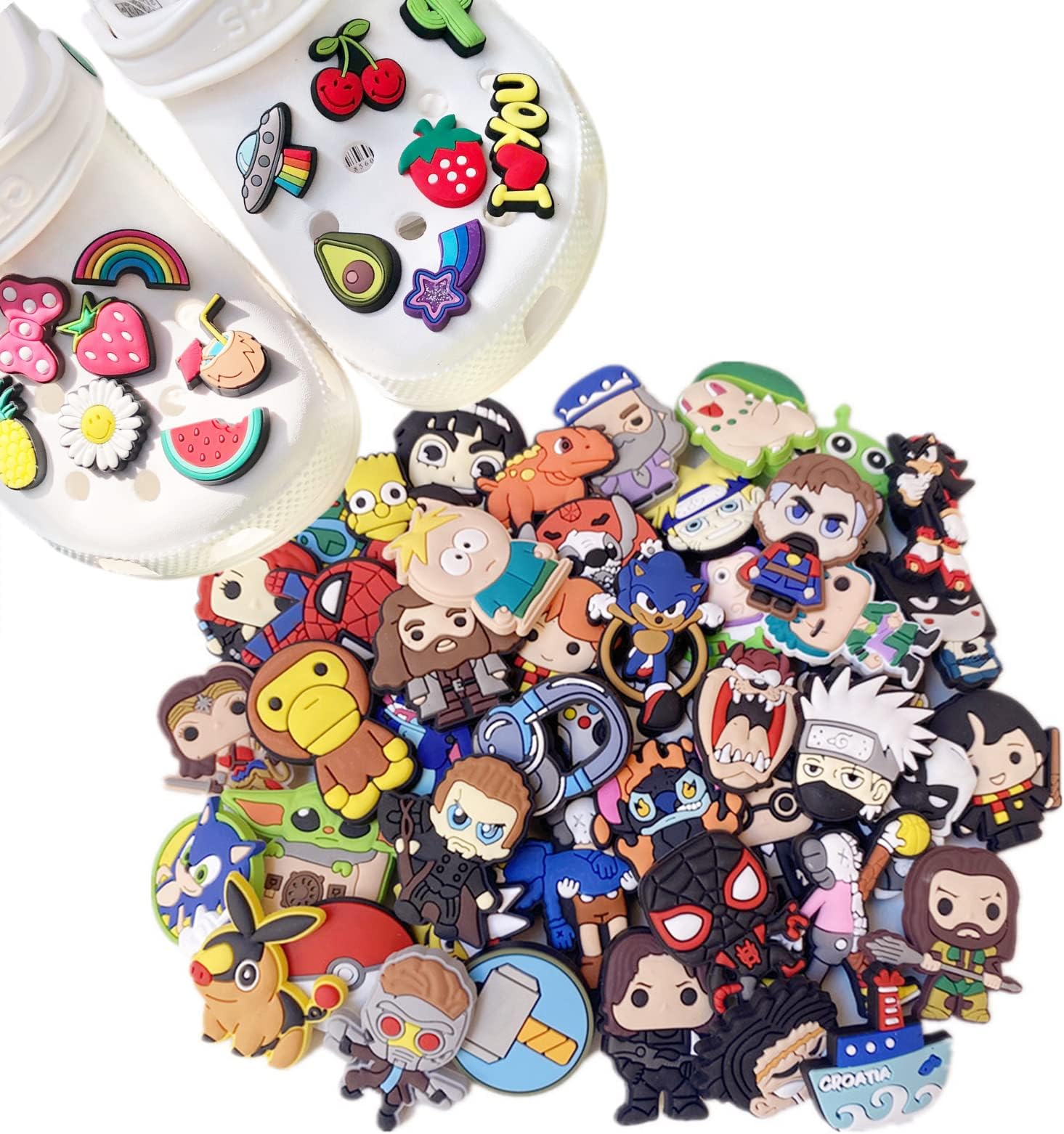 Cartoon Shoe Charms, for Clog Decoration Cartoon Anime Charms Shoe Accessories, PVC Shoe Charms Decoration for Kids Teens Boys Girls Men Women Party Birthday Gifts