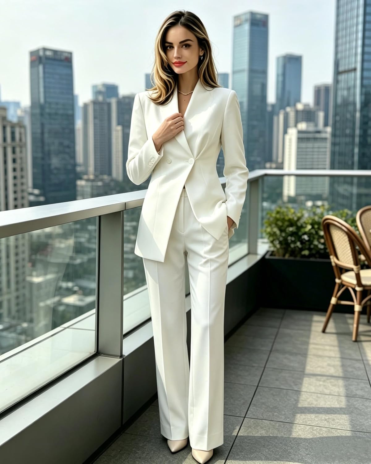 2 Pieces Womens Suit Slim Fit Pant Suits for Women Casual Dressy Pantsuits Formal Business Blazer Pants Suit Set