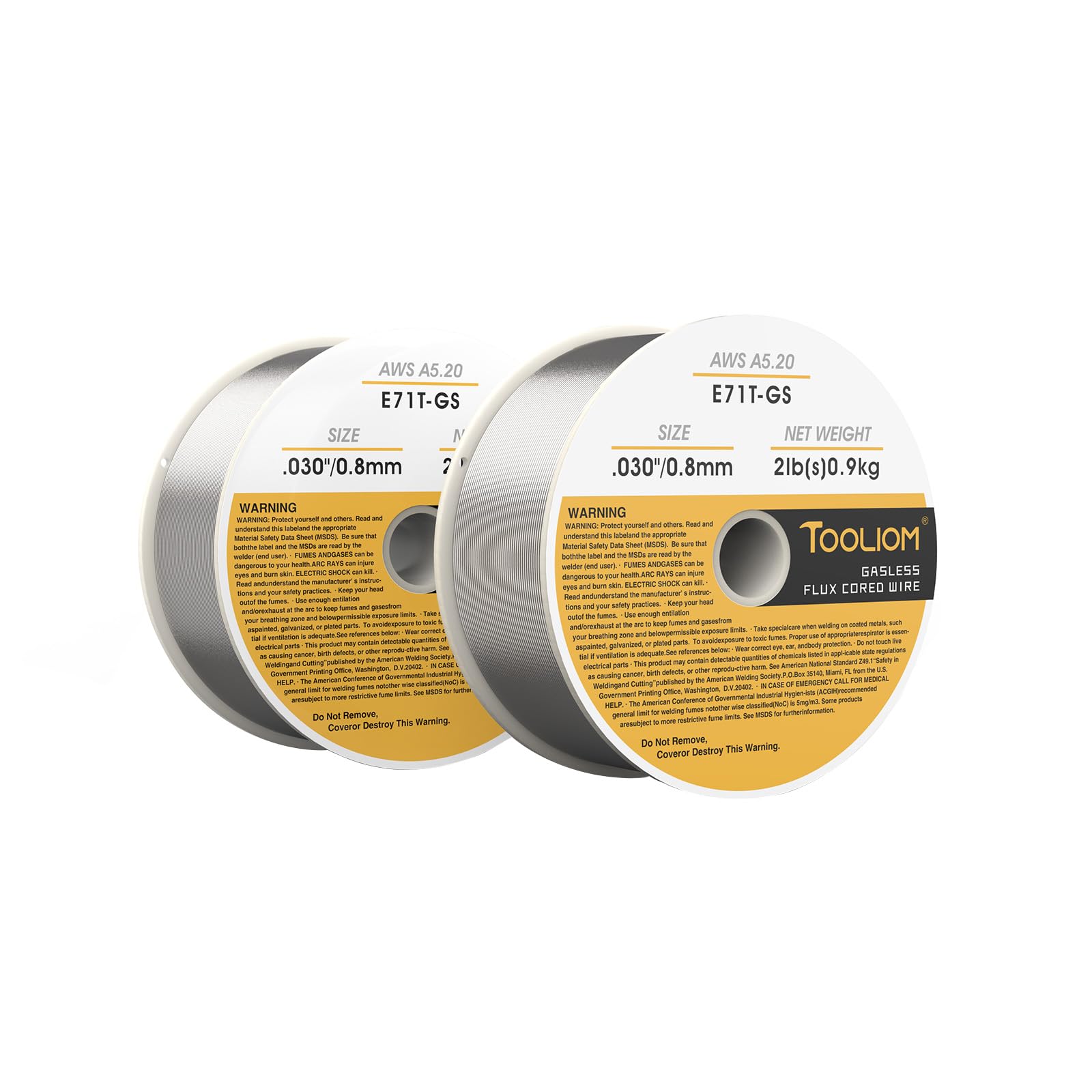 TOOLIOM Flux Core Gasless MIG Wire E71T-GS .030" Diameter 2-Pound Spool 2PCS Flux Core Self-shielded Carbon Steel MIG Welding Wire