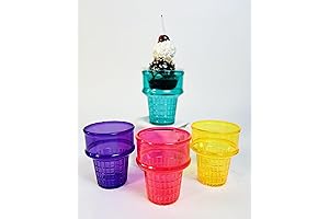 Set of 4 Ice Cream Cone-Shaped Waffle Cone Pattern Bowls | Summer...