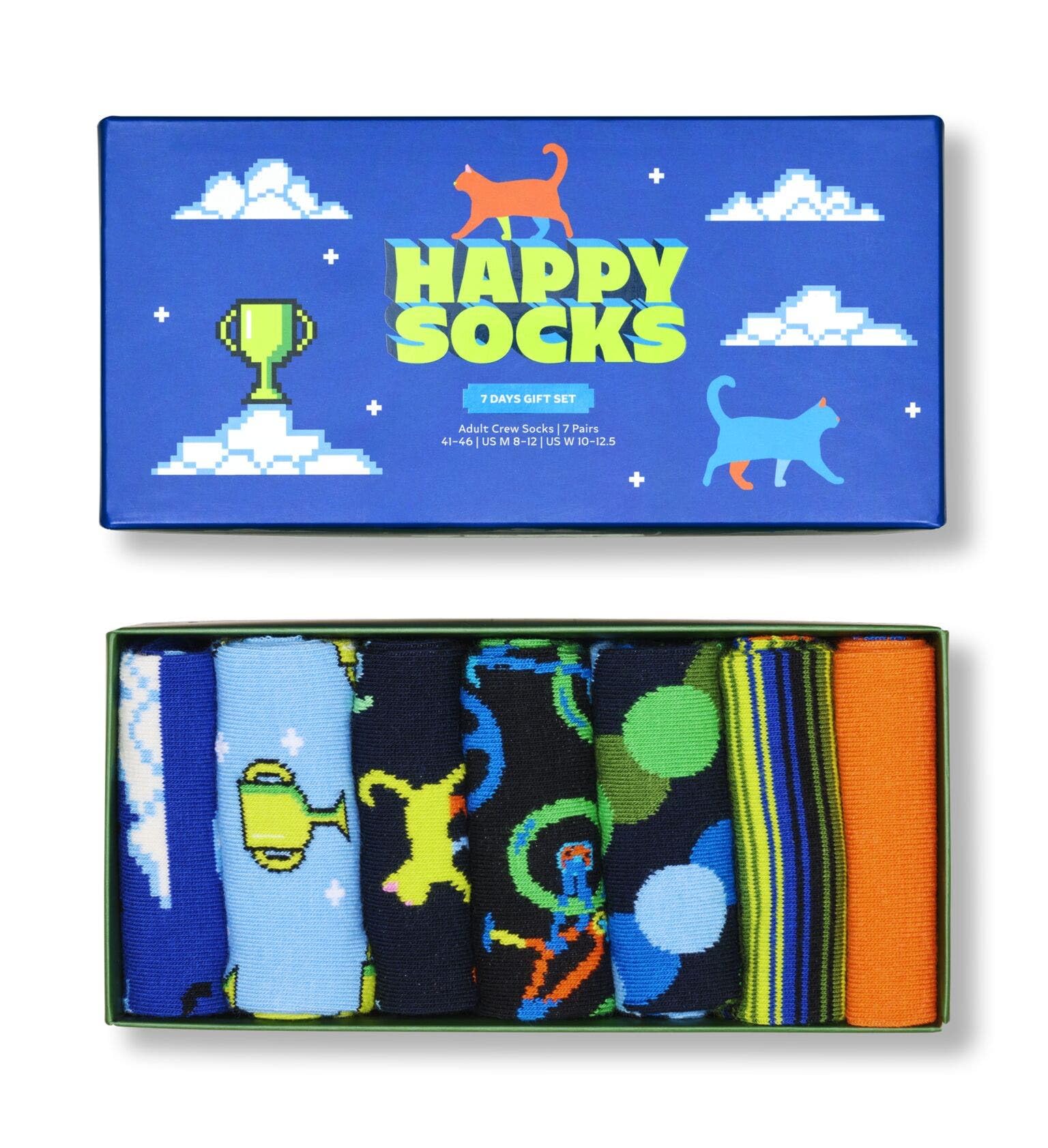 Happy Socks Calcetines altos con divertido estampado de animales para hombre y mujer, 36-40 y 41-46, llamas, leopardo, flamenco