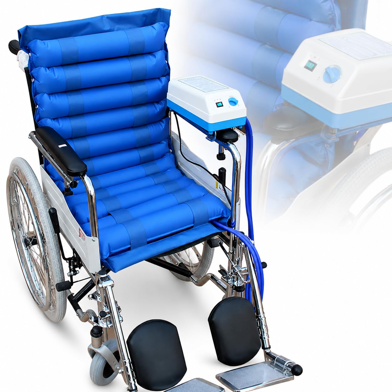 Colchón De Aire De Presión Alterna con Bomba para Silla De Ruedas, Cojín Transpirable para Personas con Discapacidad con Bomba Eléctrica para Asientos De Scooter De Movilidad.