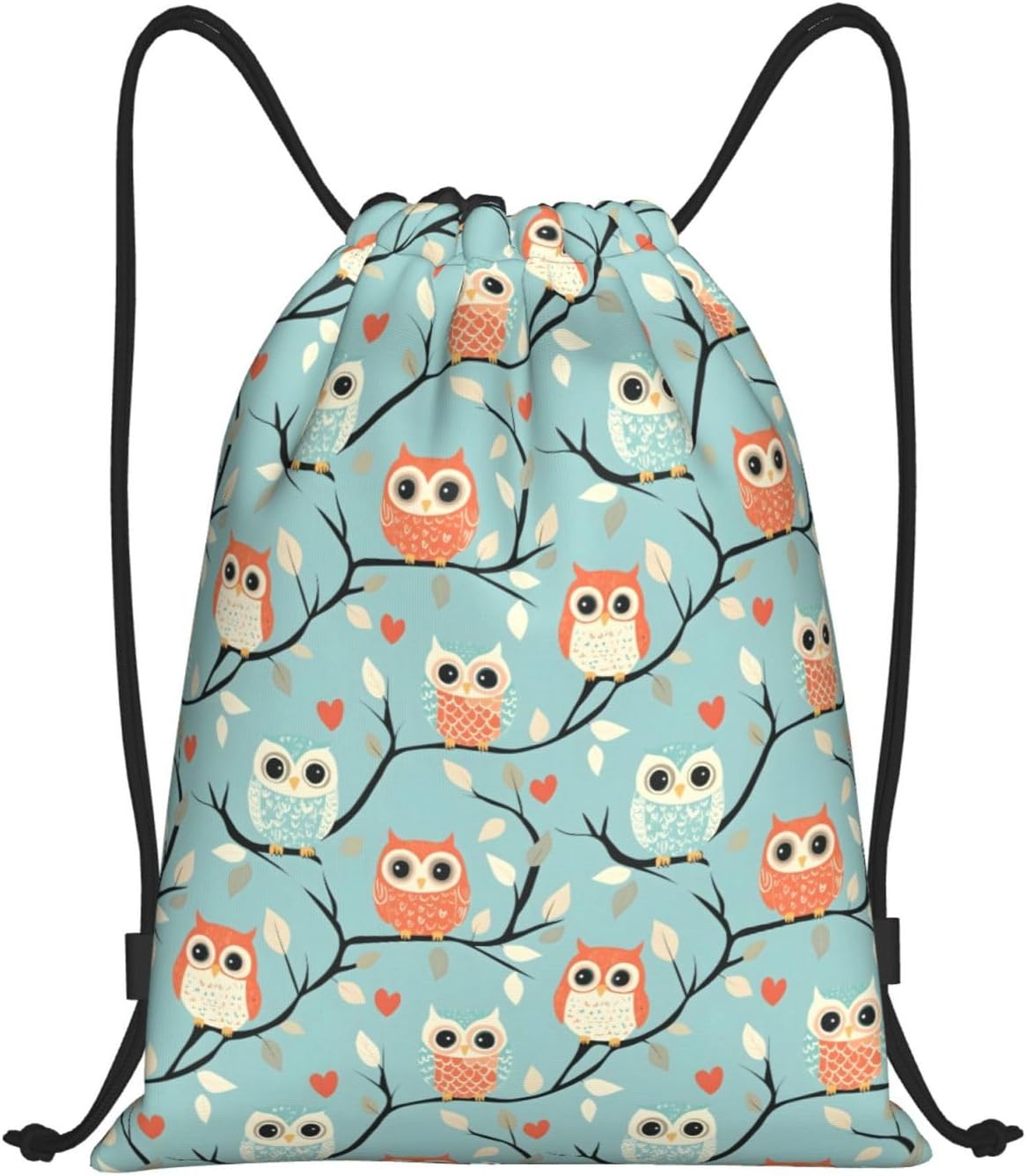 Colorful Owl Cute Print Drawstring Backpacks, Small Gym Bags for Men Women, Draw String Back Bags for Sports, Swimming, Beach, Travel
