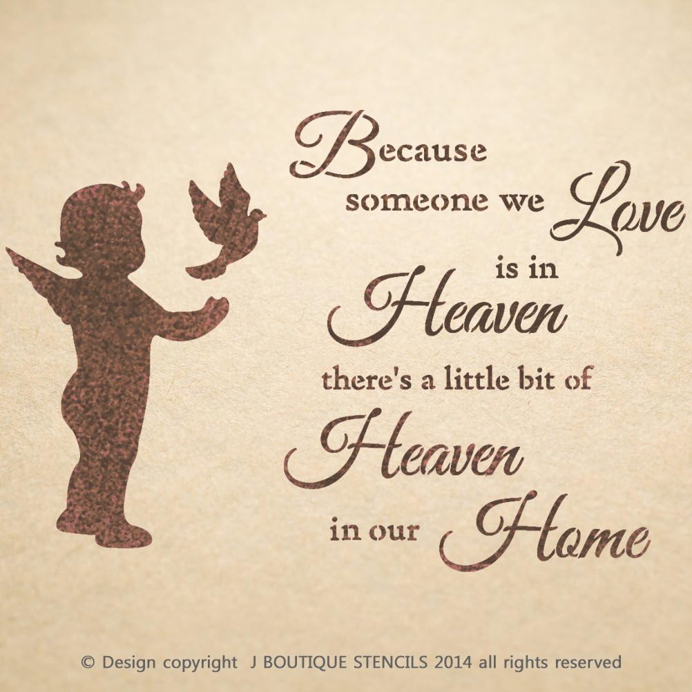 Because Someone You Love is in Heaven Stencil for Painting Signs Crafting DIY Wall Decor - Artistic Stencil