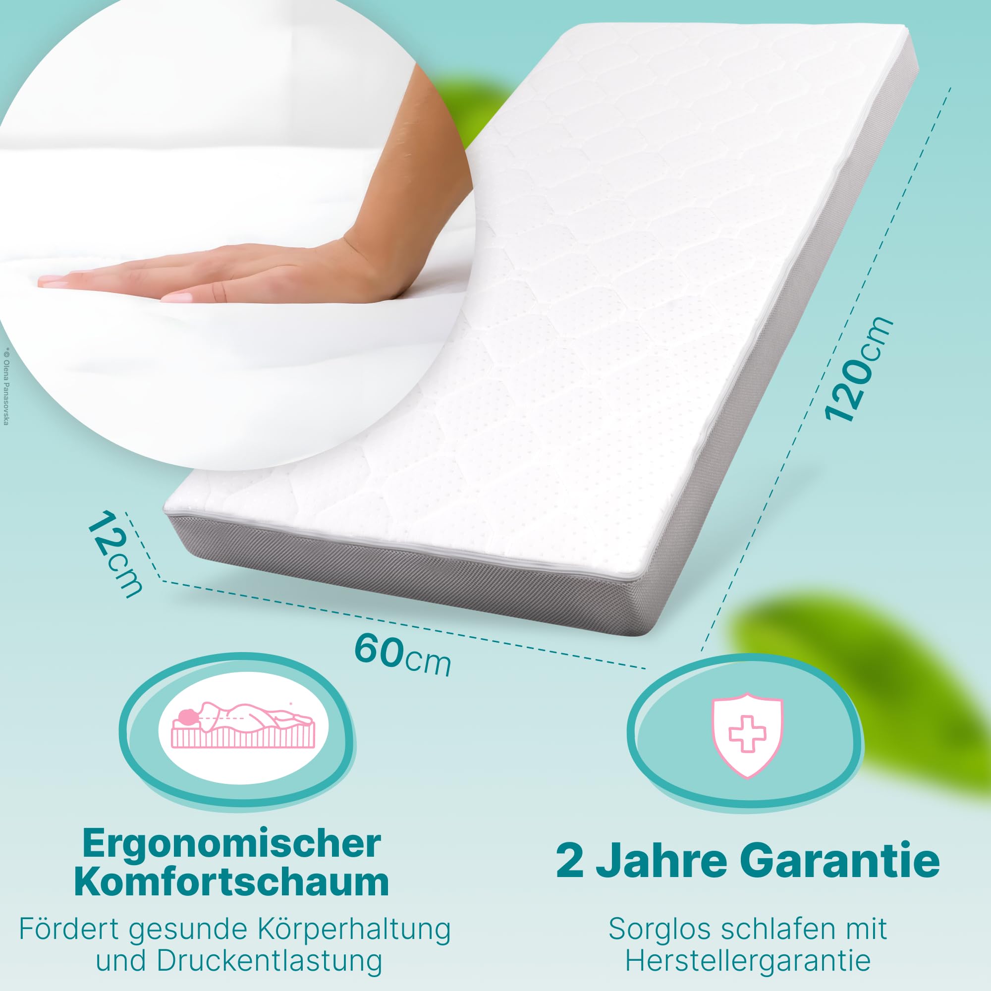 Sun Garden Komfort Babymatratze, Oeko Tex 100 Zertifiziert, 60x120 cm | Kindermatratze 60x120 cm mit Trittkante, Baby Matratze für Babybett, Kinderbett oder Reisebett, Bezug bis 60°C Grad waschbar