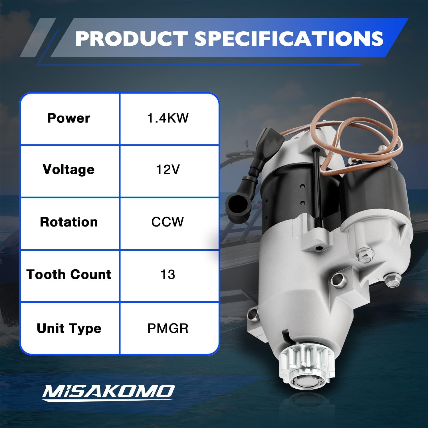 68F-81800-00 12V Outboard Engine Starter Motor Compatible with 50HP-200HP Yamaha Marine (LZ VZ Z) & Mercury, Replaces# 68F-81800-01/02/03/04, 68V-81800-00/01/02/03, 6C5-81800-00, 6CJ-81800-00