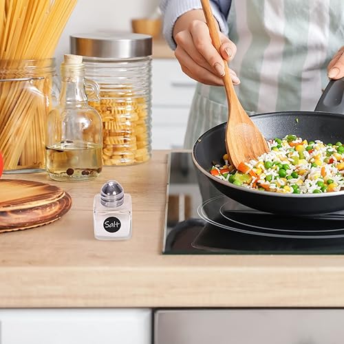 Miniatura 5 de Whaline 30 mini saleros y pimenteros de vidrio con etiquetas, botella transparente, tarro de condimentos, cubo de vidrio, coctelera de especias para