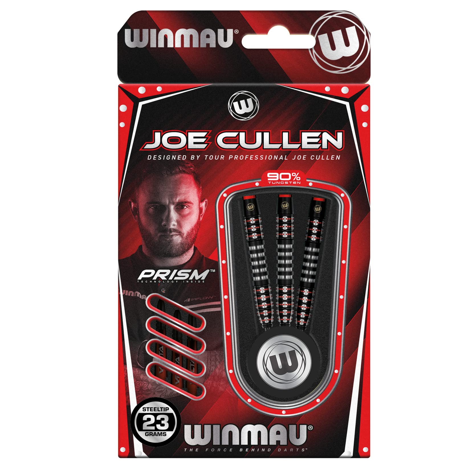 WINMAU Joe Cullen Ignition - Set di Freccette Professionali in tungsteno con Alette e steli (aste)