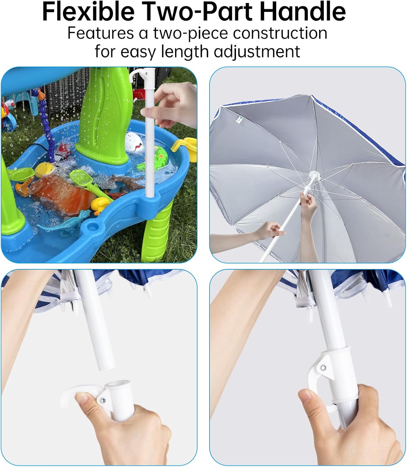Umbrella Replacement Compatible with Step 2 Water Table, Sun Shade Umbrella for Water Table, 60 Inch Portable and Durable Umbrellas, Easy to Install, for Seaside Beach, Garden, Outdoor Play Shade