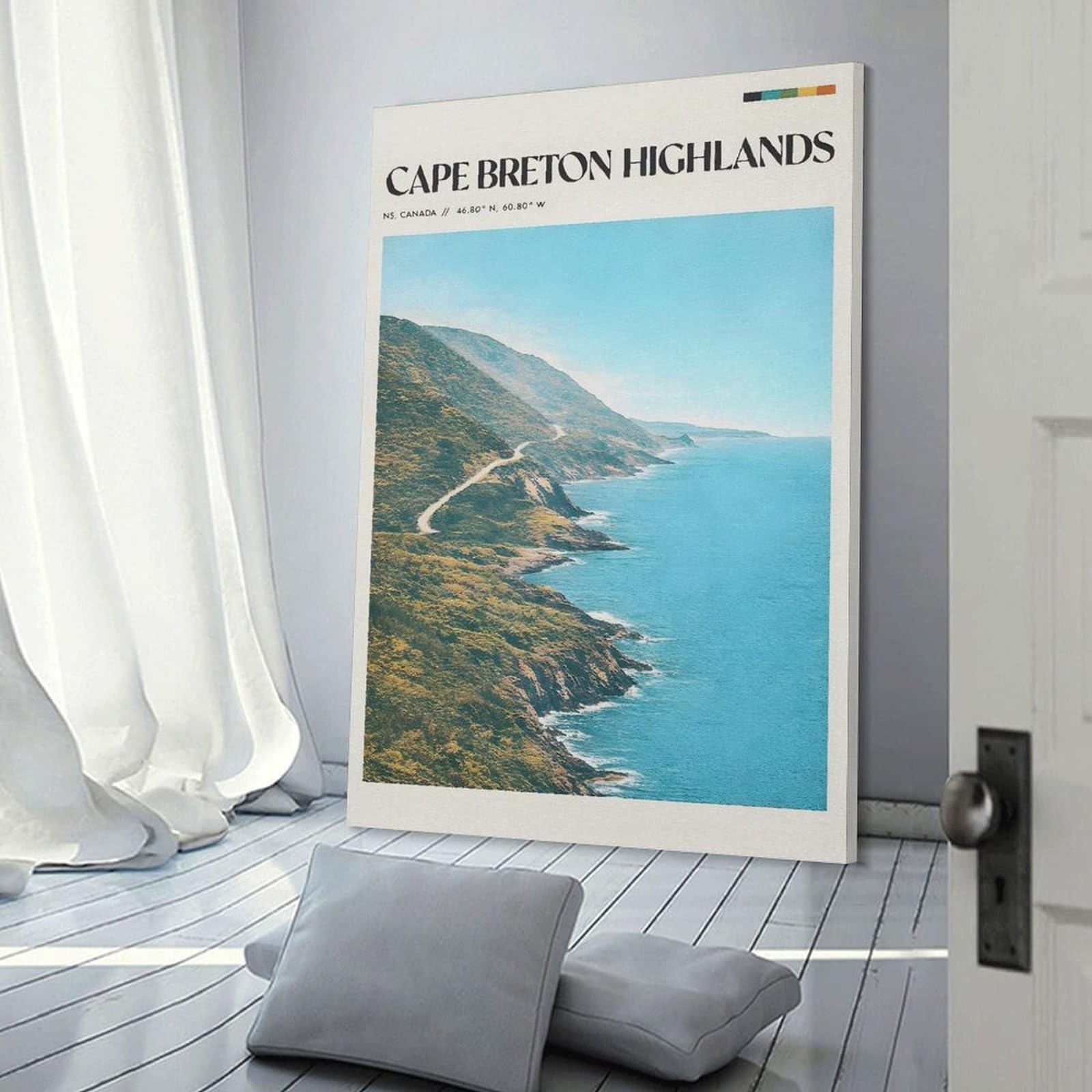 Junmoney Canvas Wall Picture Cape Breton Highlands Coastal Road, 20x30inch(50x75cm), for Office, Study Or Home Workspace, Canvas Wall Decor for Creative Rooms