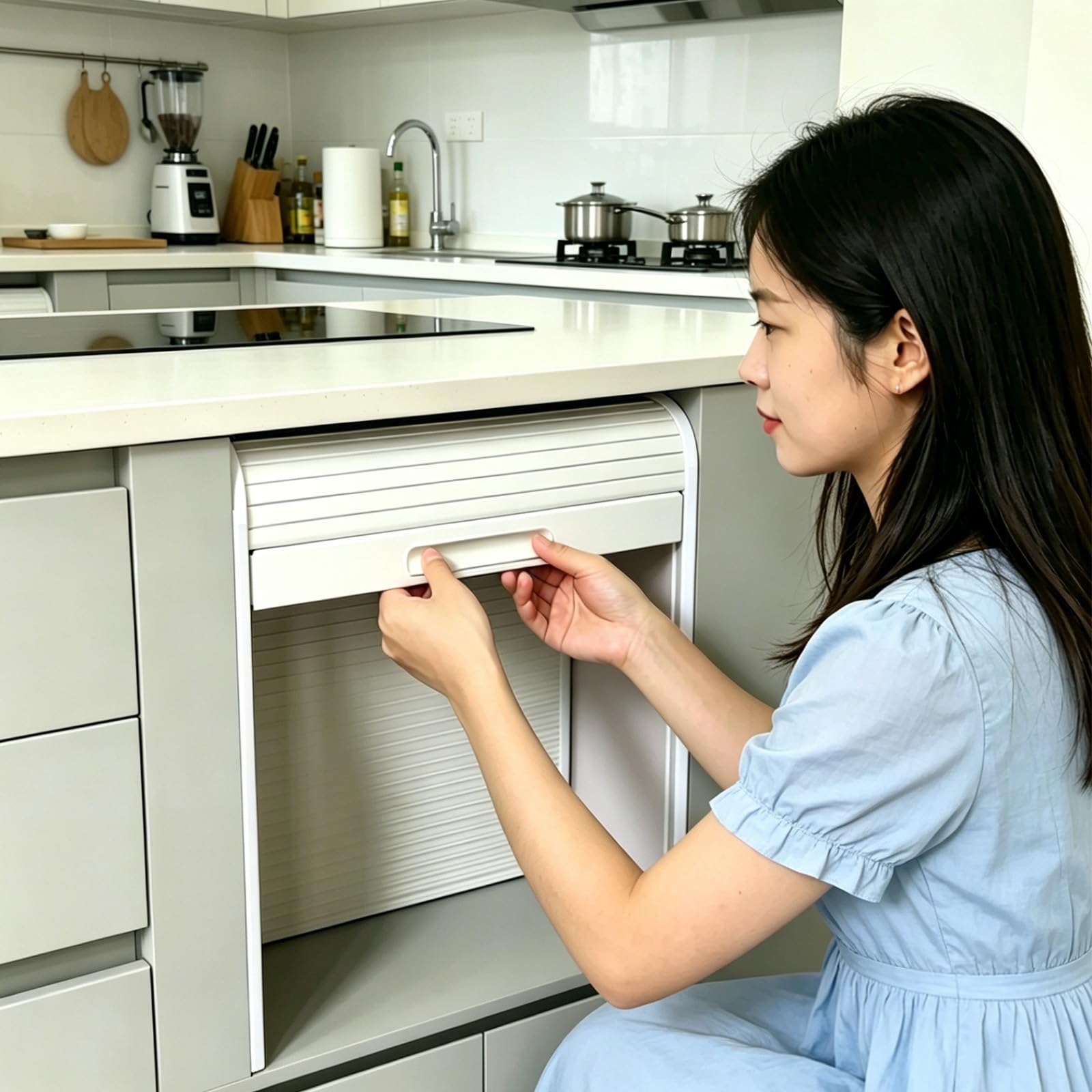 LZMZMQ Folding Tambour Door Kit 20 22 24 32 34 36 48 In, Heavy Duty Roll Up Doors for Kitchen Garage Laundry Rooms, Sliding Door Blinds Vertical(20x20in/50.8x50.8cm)