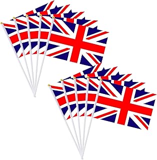 Small Union Jack Flags British Flag On Sticks,10Pcs Handheld UK Flags Union Jack Mini Flags Hand Wave Flags for King Charles III Coronation Decorations 2023,Union Jack Royal Events Party Decorations
