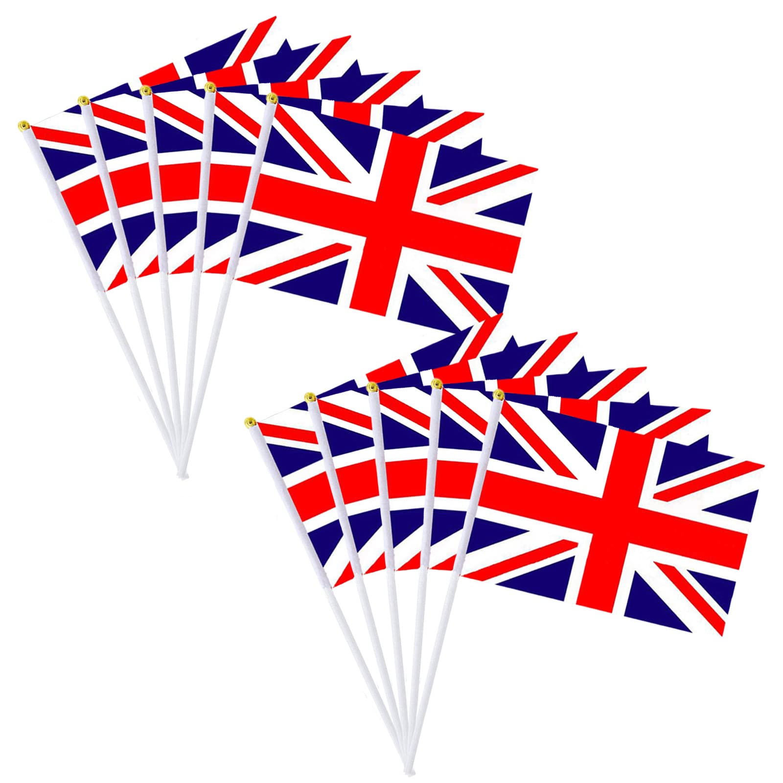 Small Union Jack Flags on Sticks for VJ Day 80th Anniversary Decorations,10pcs Handheld UK Flag Great Britain British Mini Flags for Sports Events Euro Football Game,Union Jack Party Decorations