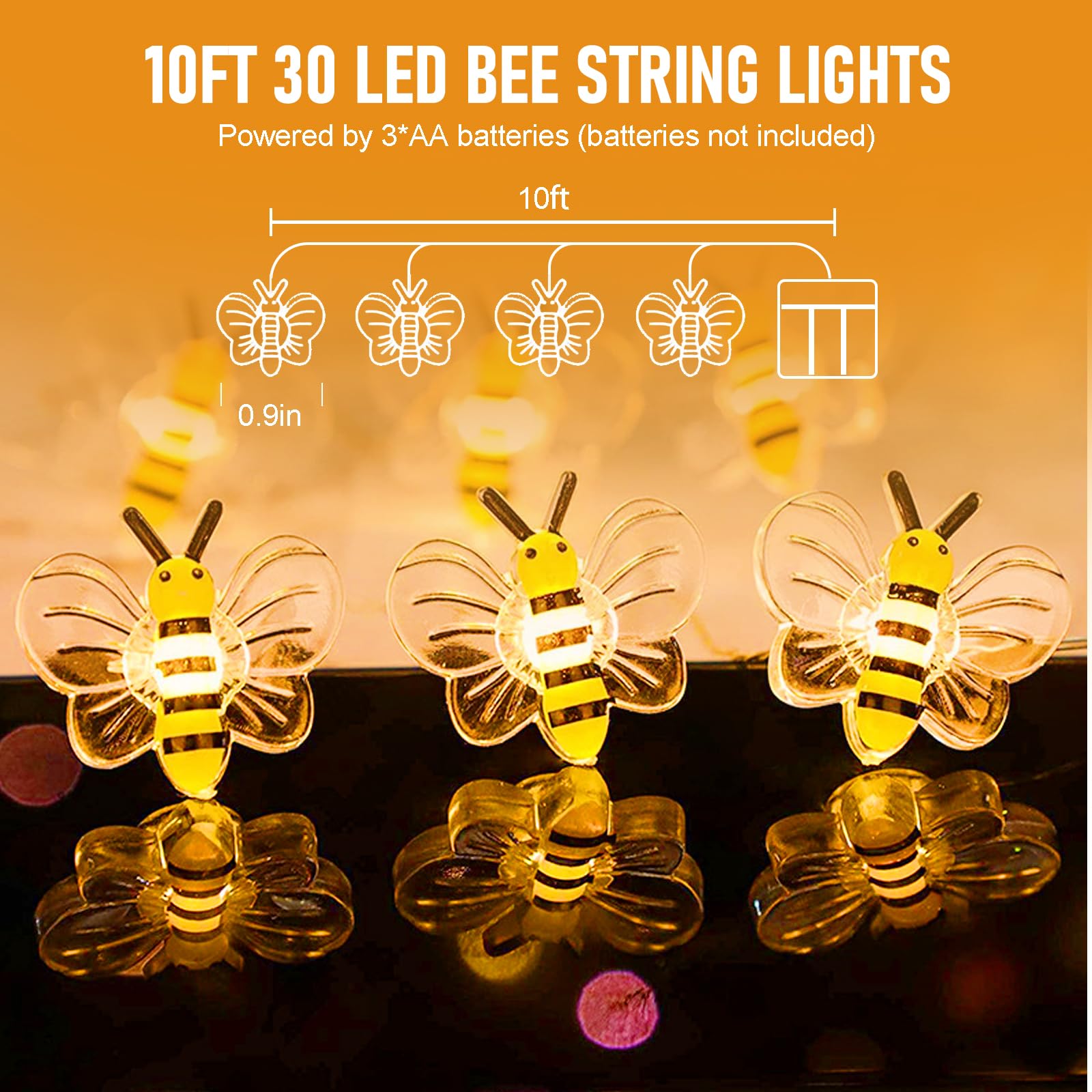 Catena Luminosa di Luci Led IP65 10 Metri Con 100 Led Filo Nero Luce