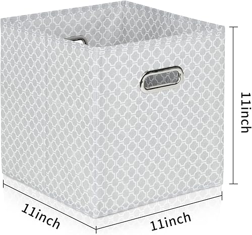 Vista 115 de Contenedores de almacenamiento de tela de tela, organizador de cubos de tela con asas dobles, cestas de almacenamiento plegables para el hogar