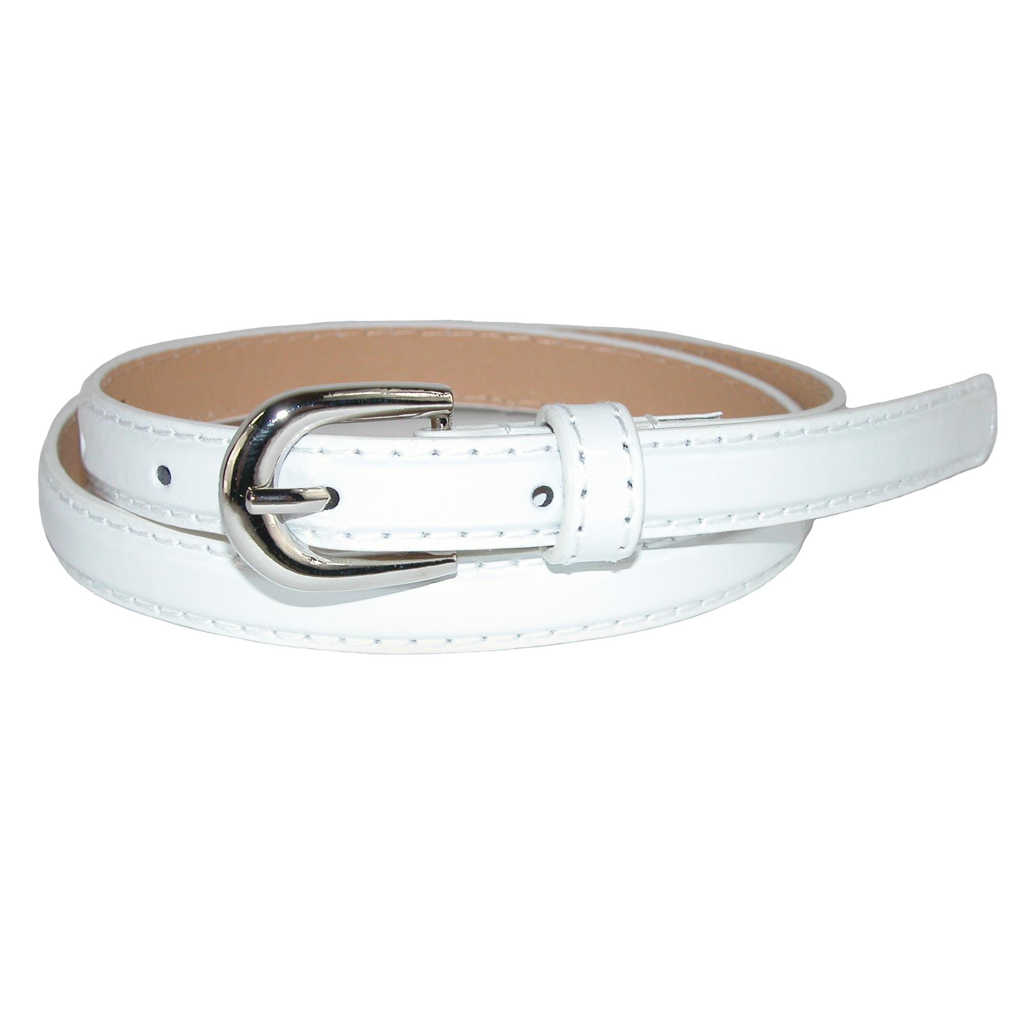 CTM Kid's 1/2 Inch Skinny Dress Belt, Large, White