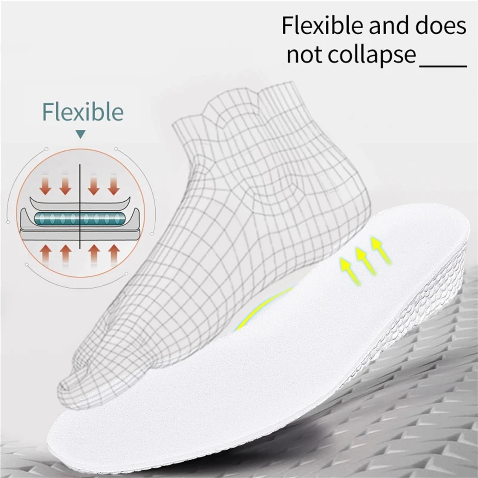 Plantillas Altura Hombre Plantilla de aumento altura, espuma viscoelástica, transpirable, unisex, suela interior, plantilla for zapatos, elevación del talón(Boost2.5cm,EU43-44(270mm))