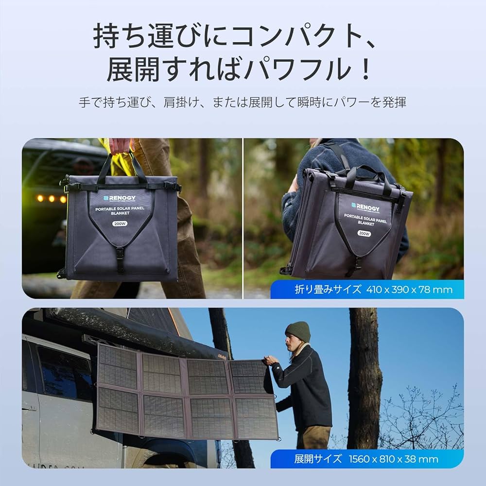Amazon.co.jp: RENOGY 200W 折りたたみ式ソーラーパネル
