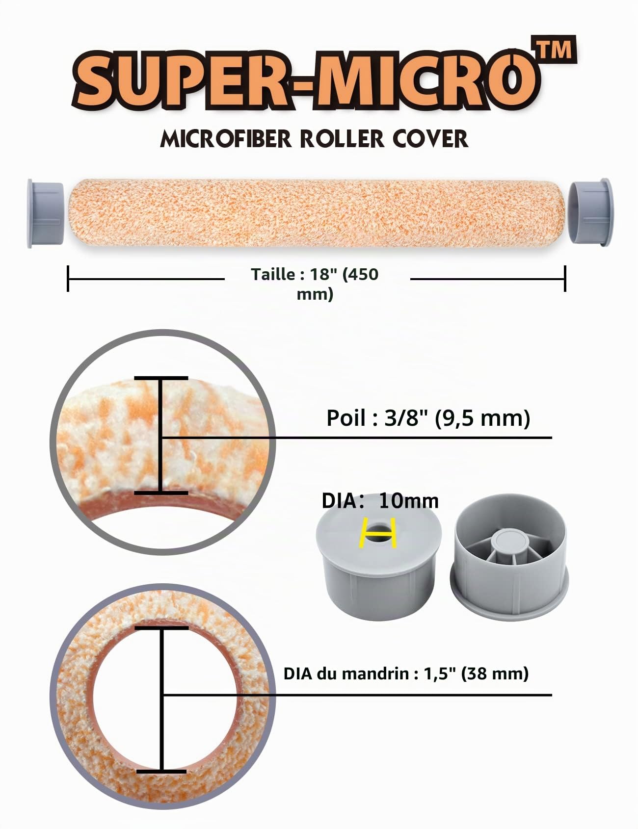 ROLLINGDOG Ensemble Rouleau de Peinture de 45,7 cm | Grand Bac à Peinture avec 3 Doublures, Manches Rouleau Microfibre lot 3, Cadre de Rouleau, Tige D’extension
