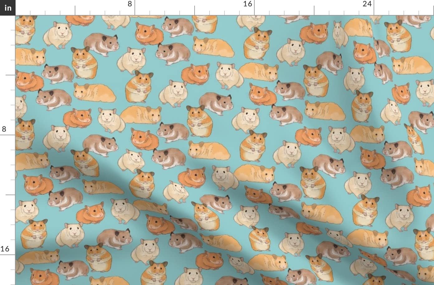 Spoonflower Fabric - Light Blue Hamster Small Animals Pets Guinea Pig Sugar Pet Rodent Printed on Organic Cotton Sateen Fabric by The Yard - Sewing Quilting Apparel Home Decor