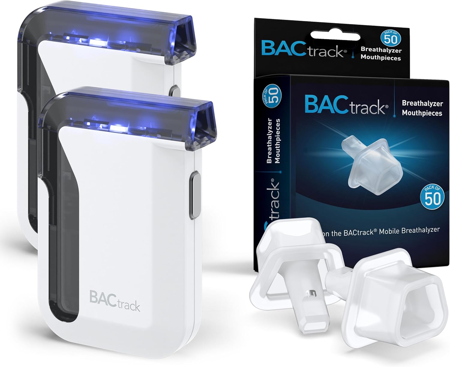 BACtrack Mobile Smartphone Breathalyzer (2 Pack) and 50 Pack Mouthpieces Bundle