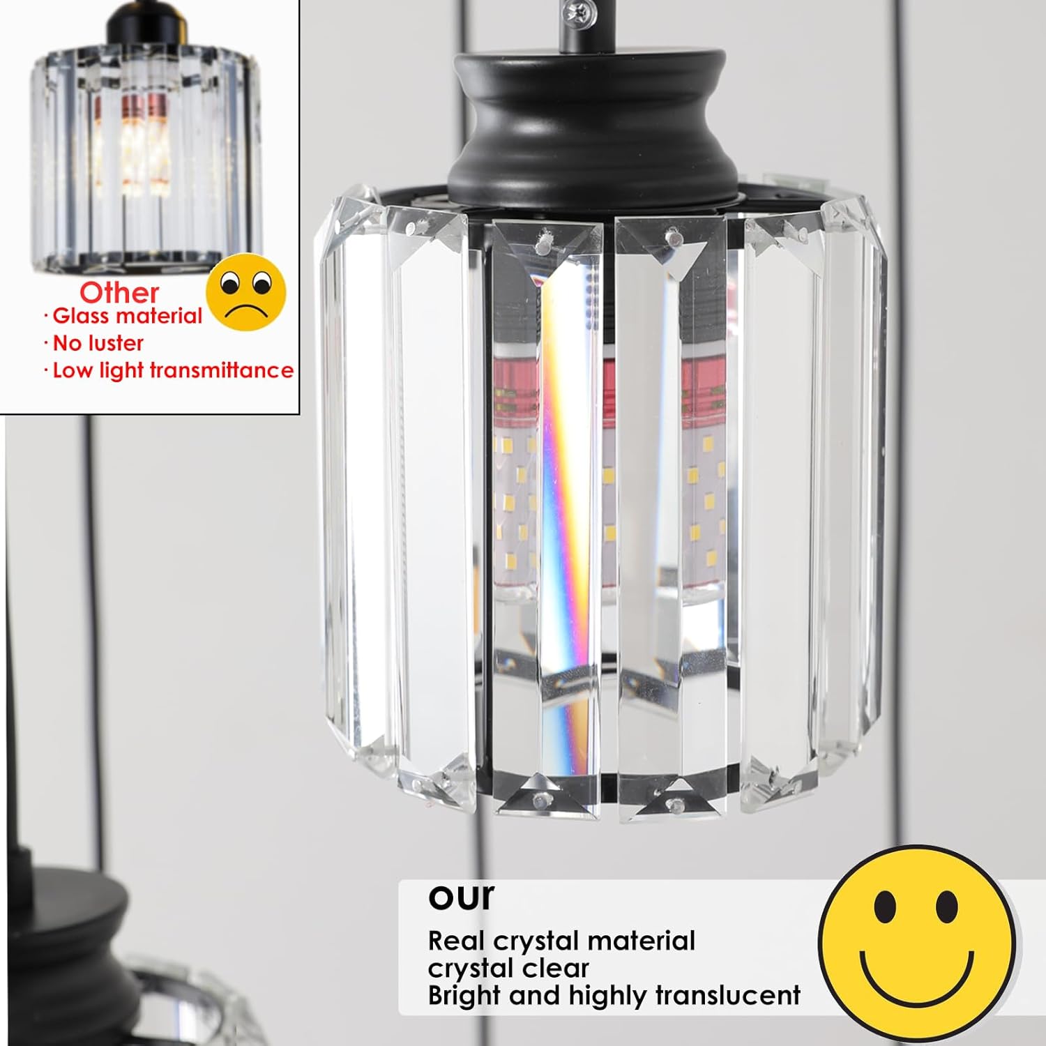 6-Light Modern Crystal Chandelier Large Raindrop Foyer Chandelier High Ceiling Light Fixture for Staircase,Entryway,LED Bulbs Included,Black,H110