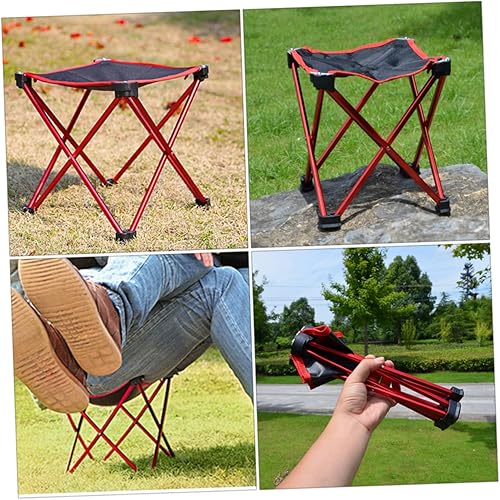 Miniatura 3 de Taburete plegable de metal rojo para exteriores