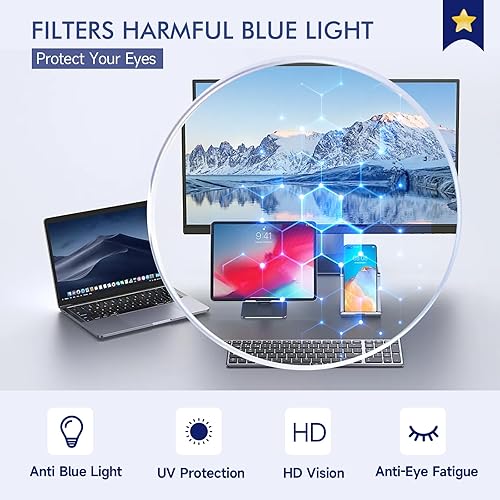 Miniatura 10 de Paquete de 2 lentes de lectura ultraligeros progresivos multienfoque para hombre, brazo de aluminio TR90, marco de bloqueo de luz azul,