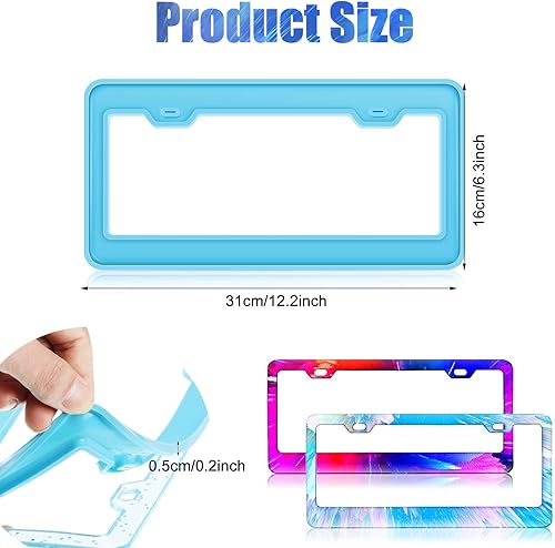 Miniatura 2 de Geiserailie 2 piezas de marco de matrícula moldes de silicona para placa de automóvil, resina epoxi, molde para fundición de bricolaje, suministros