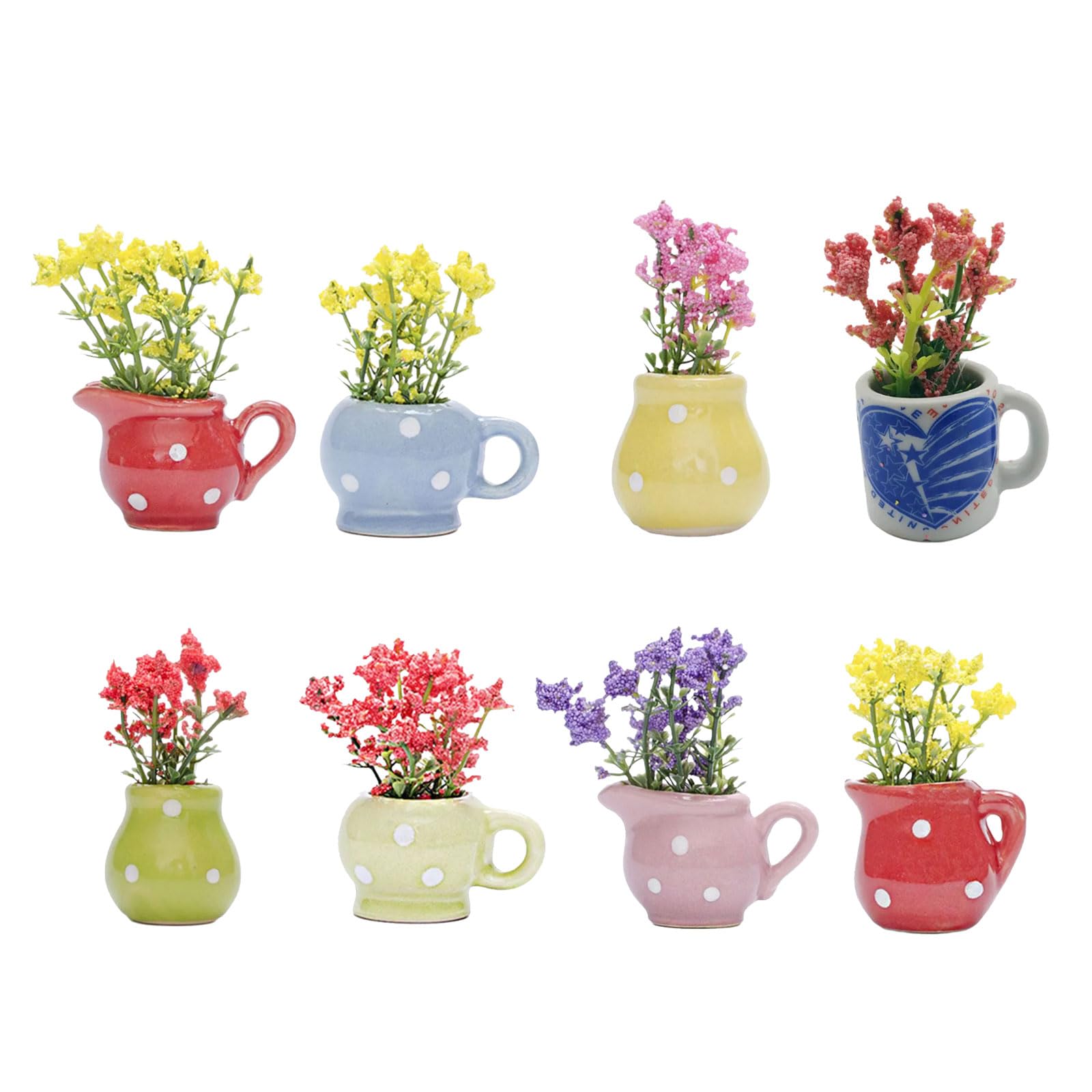 8Pieces Miniature Buds Vases for Fridge Decors Resins Flower Pots Refrigerator Magnets Ornaments Gift Plant Vase Gift