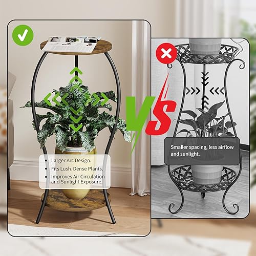 Miniatura 6 de Soporte para plantas de interior, soporte redondo de 2 niveles para maceta, soporte para macetas, estante de soporte para plantas, estante de