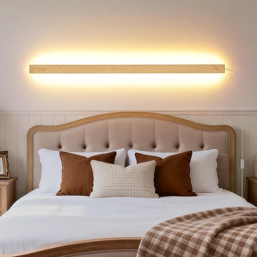 Miniatura 22 de Apliques de pared modernos enchufables, 23.6 pulgadas, luces LED de pared largas negras esmeriladas, lámpara de pared acrílica de 12 W, blanco