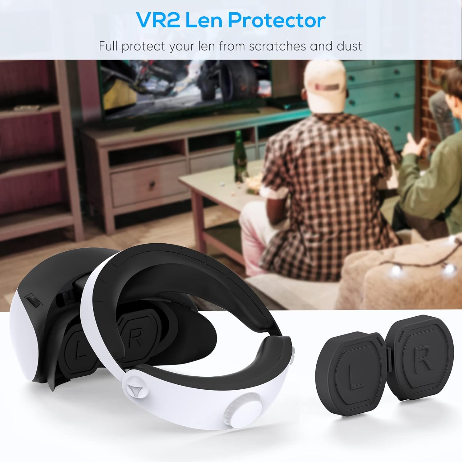 MENEEA Lens Protector Cover for PS VR2, 2-Pack Silicone Protective Cap for PlayStation VR2 Glasses, Dust-Proof, Scratch Resistant, Black