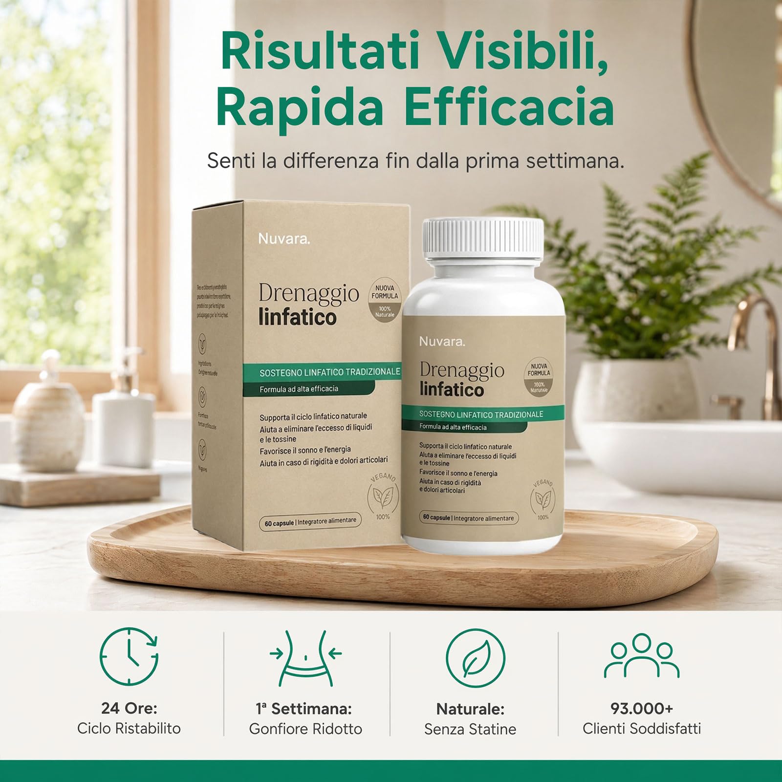 Nuvara Drenaggio Linfatico Capsule, Formula Erboristica Naturale, 60 Capsule, Senza Glutine, per Donne e Uomini (2)