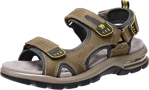 CAMEL CROWN Men's Leather Sandals for Hiking Walking Beach Treads Water Athletic Outdoor with Premium Air Cushion | Waterproof
