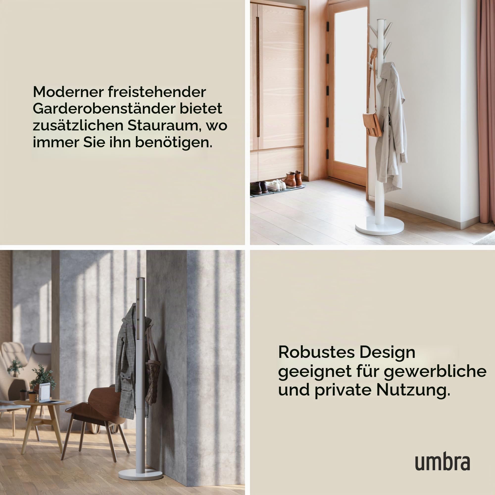Umbra Flapper Garderobenständer, 9 klappbare Haken, Weiss