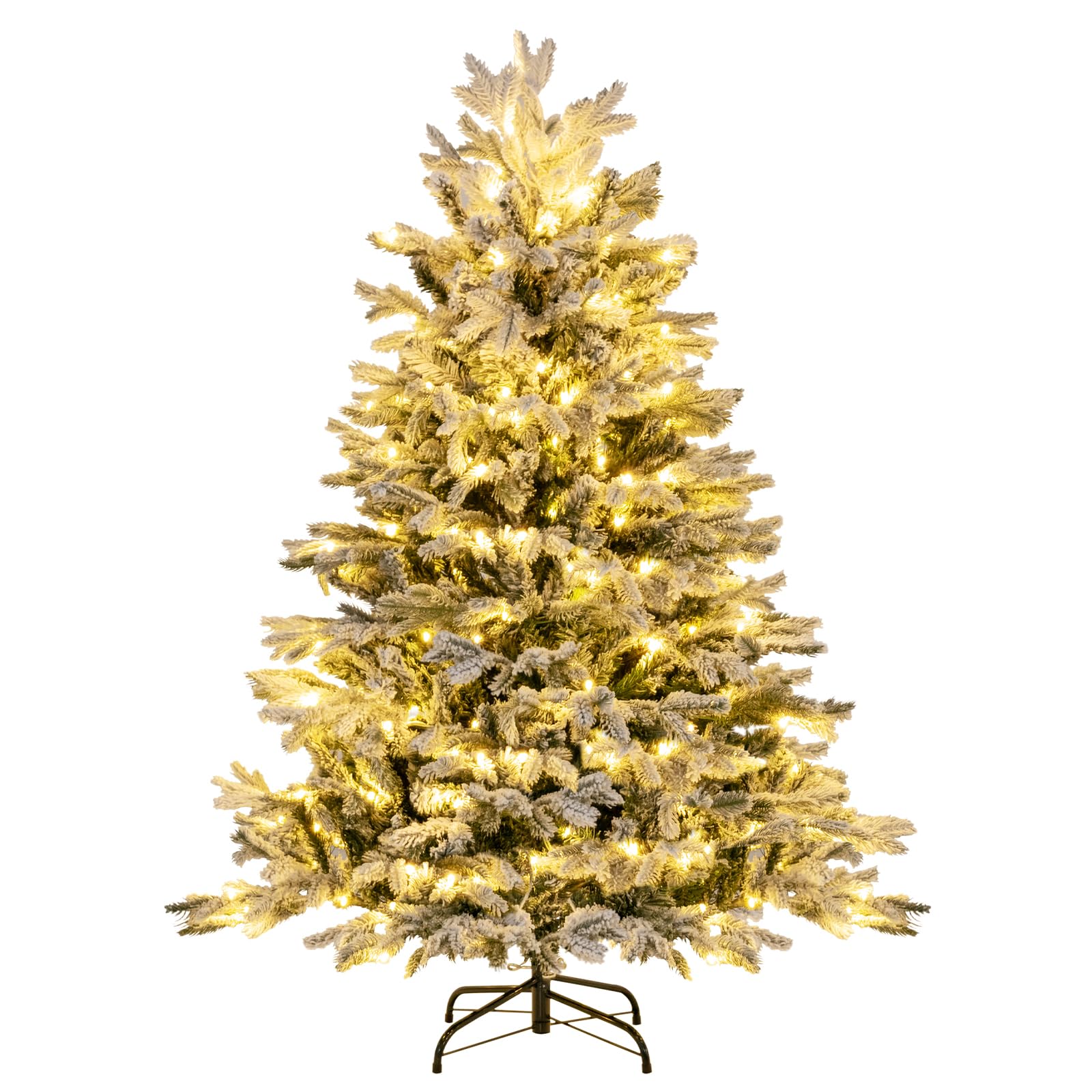 COSTWAY Kunstkerstboom, 146 cm, gevlokte dennenboom met