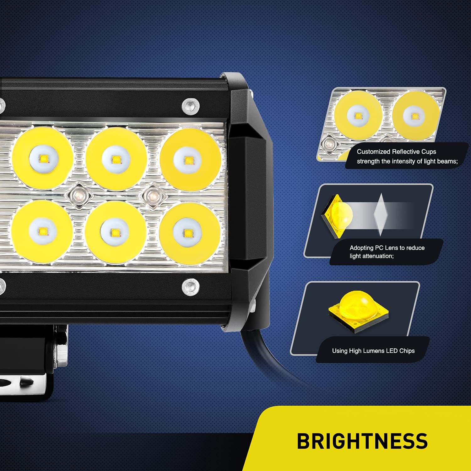 Nilight LED Light Bar 2PCS 6.5 Inch 36W Spot Led Pods Led Off Road Driving Light with 16AWG Wiring Harness Kit-2 Leads, 2 Years Warranty