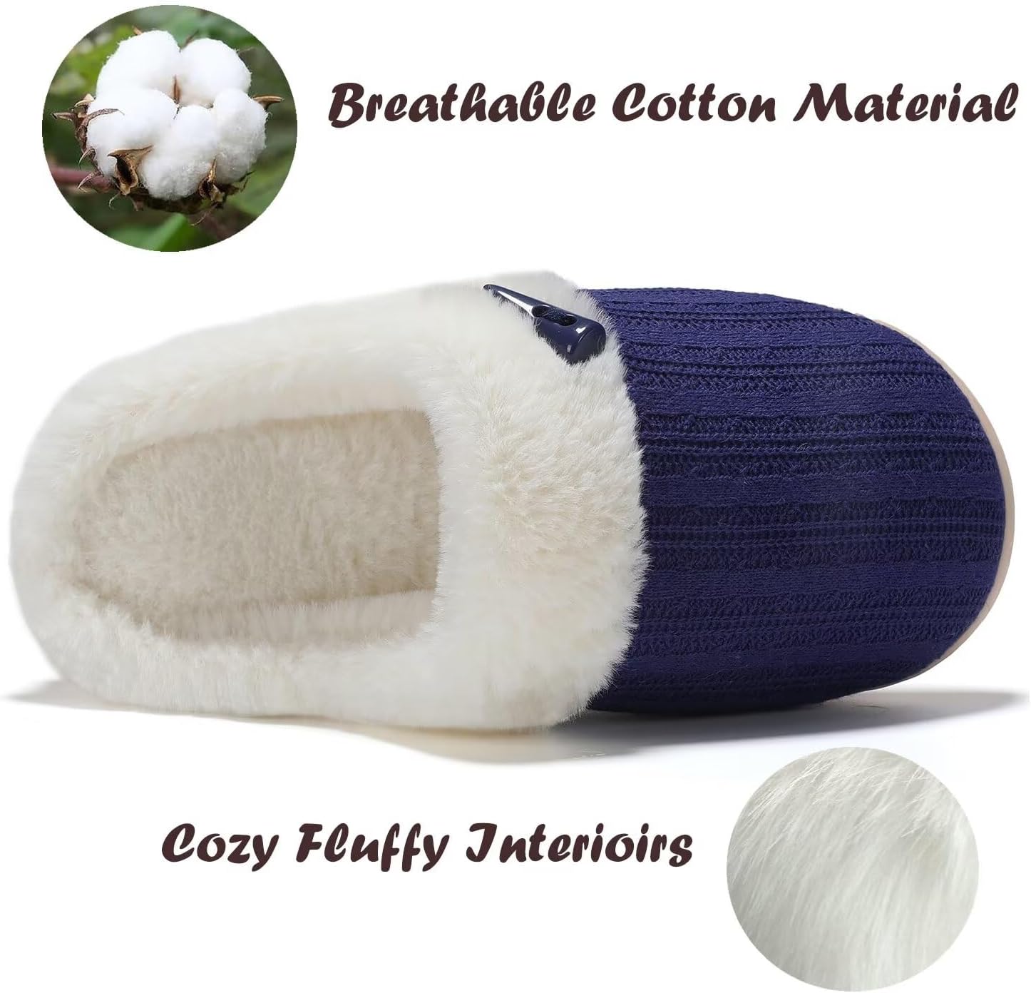 NineCiFun Women's Slip on Fuzzy Slippers Memory Foam House Slippers Outdoor Indoor Warm Plush Bedroom Shoes Scuff with Faux Fur Lining - Image 4