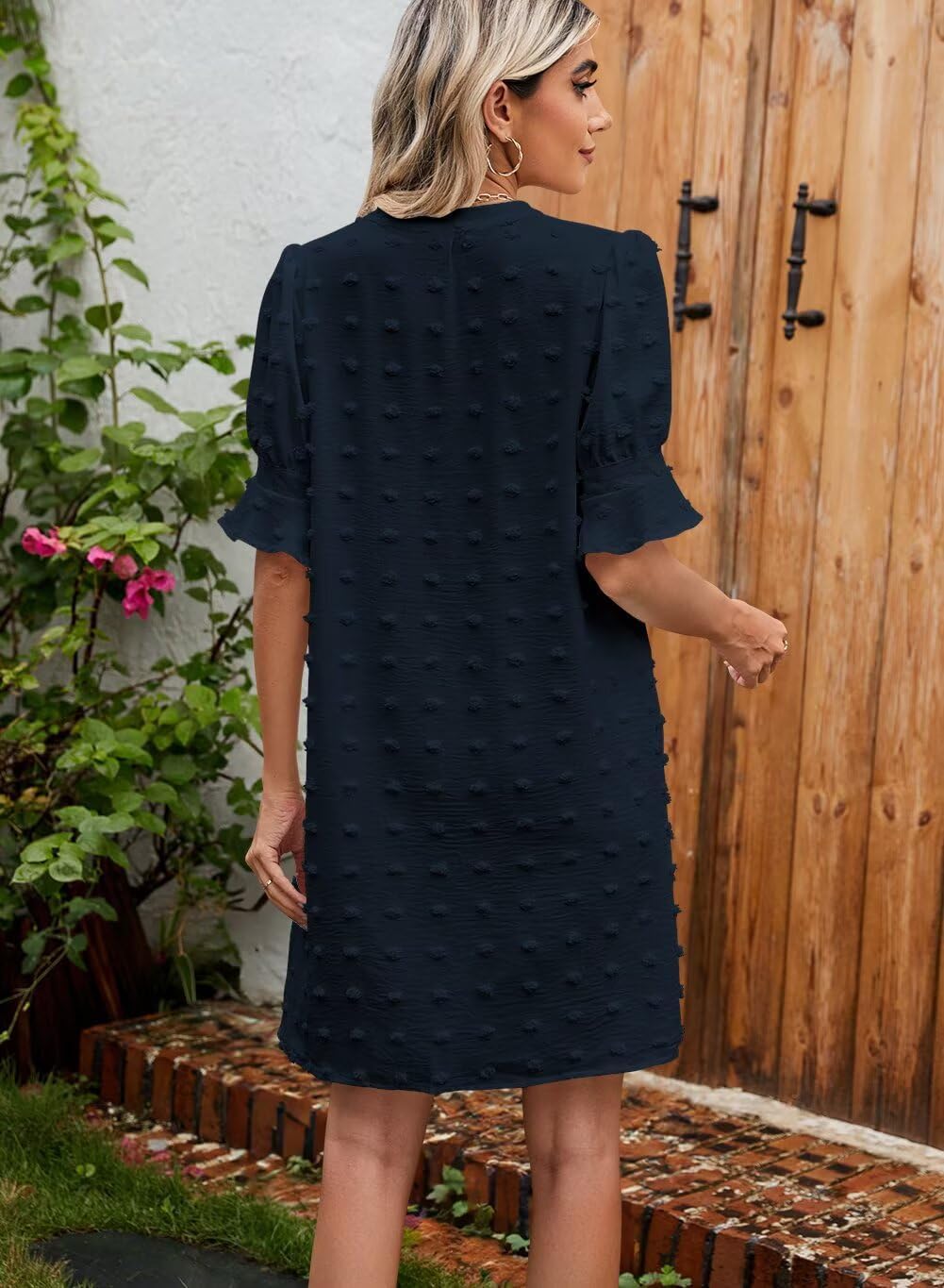 JOCAFIYE Womens Dresses V-Neck Ruffled Short Sleeve Dress Casual Shift Dress Summer Dresses for Women 2026