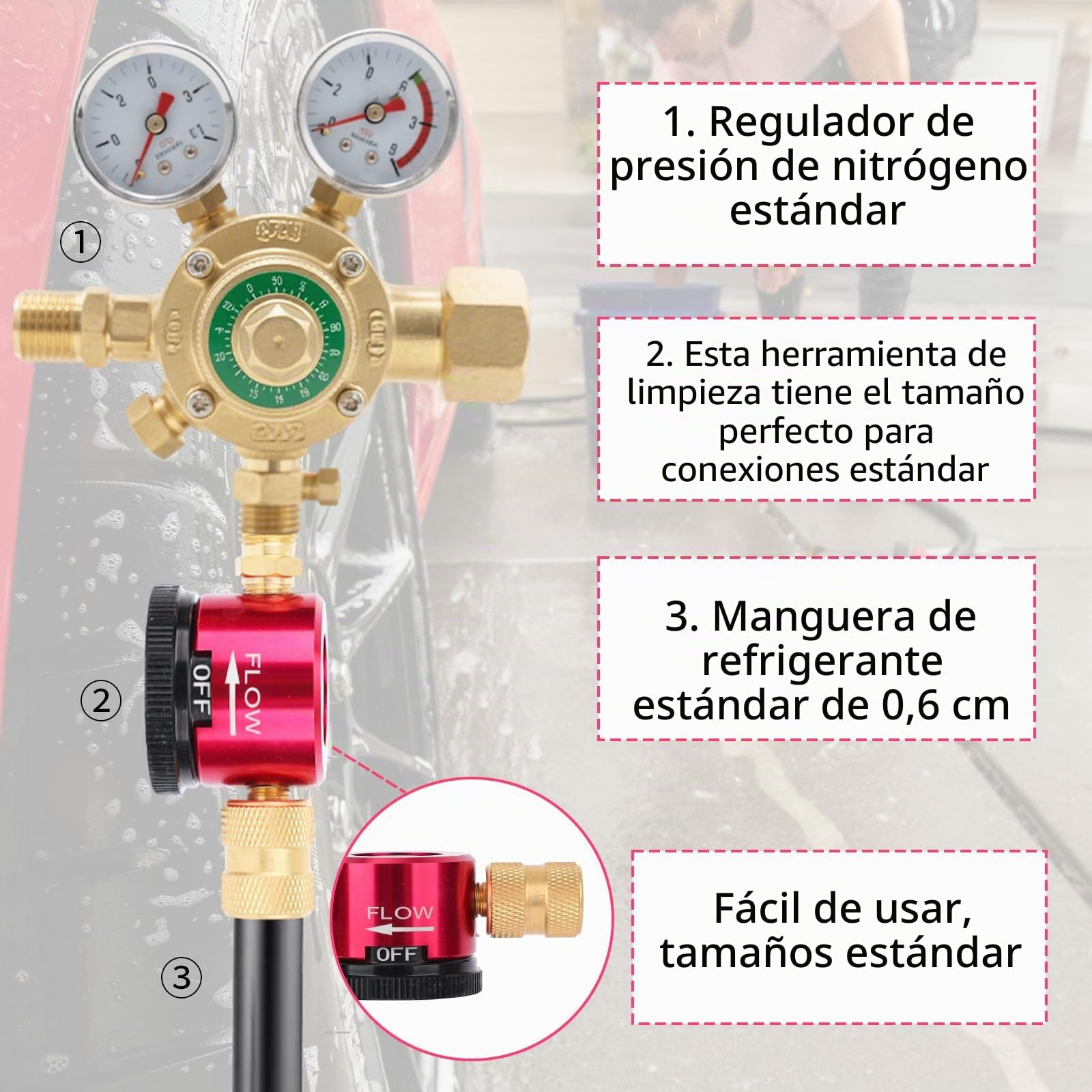Herramienta Purga Nitrógeno Latón para HVAC, Adaptador Regulador Flujo Soldadura Nitrógeno 3 Modos con Conexión Aflare 1/4" Equipo Esencial para Soldadura y Mantenimiento HVAC