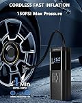 TEMOLA Tire Inflator Portable Air Compressor, 150PSI Fast Inflate with Pressure Gauge, Air Compressor Tire Inflator with LED Light, Portable Air Pump for Car Motorcycles Bike Sport Ball