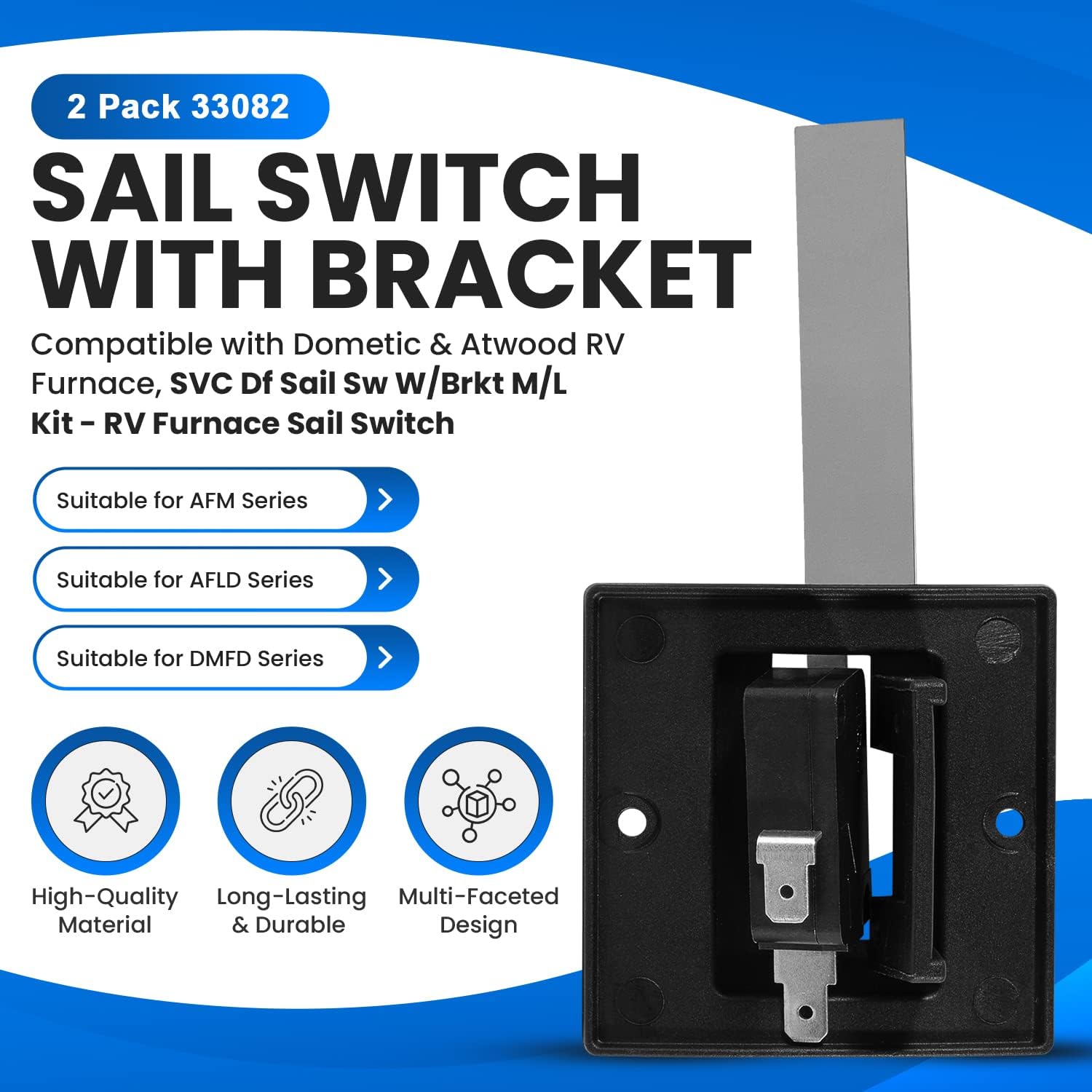 2 Pack 33082 Sail Switch with Bracket, Compatible with Dometic & Atwood RV Furnace, SVC Df Sail Sw W/Brkt M/L Kit for AFMD/AFLD/DFMD Series